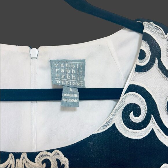 Rabbit Rabbit Rabbit Black & White Vintage Batik Pattern Dress. Size 8. RARE! - Picture 4 of 8